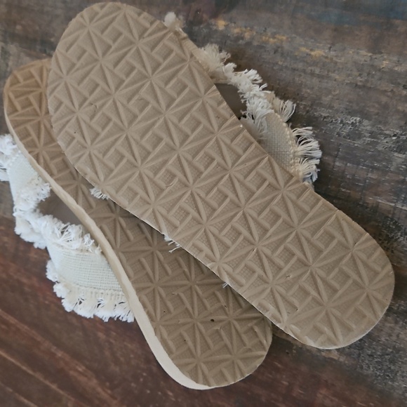 Fringed Cream Slide Sandals - Picture 4 of 4